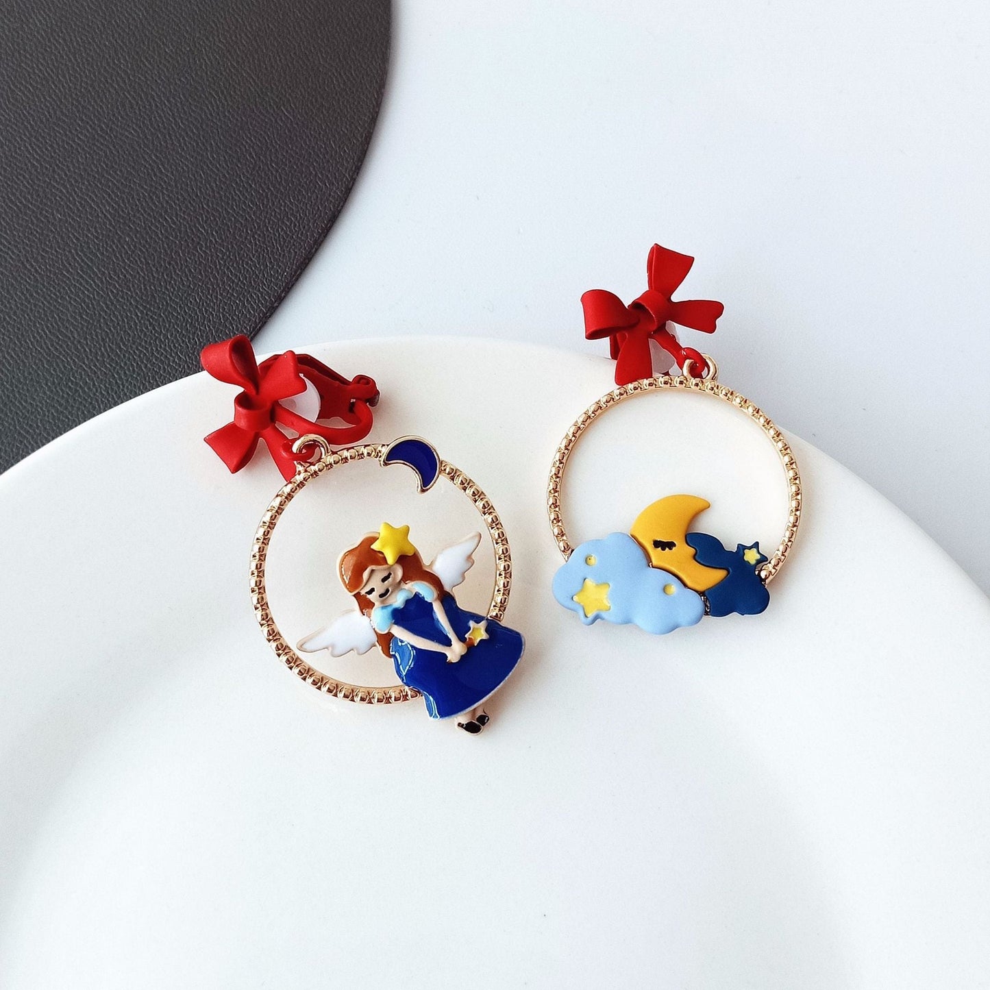 S925 Silver Needle Alloy Enamel Paint Bow Earrings (Minimo de compra 2) YKT001