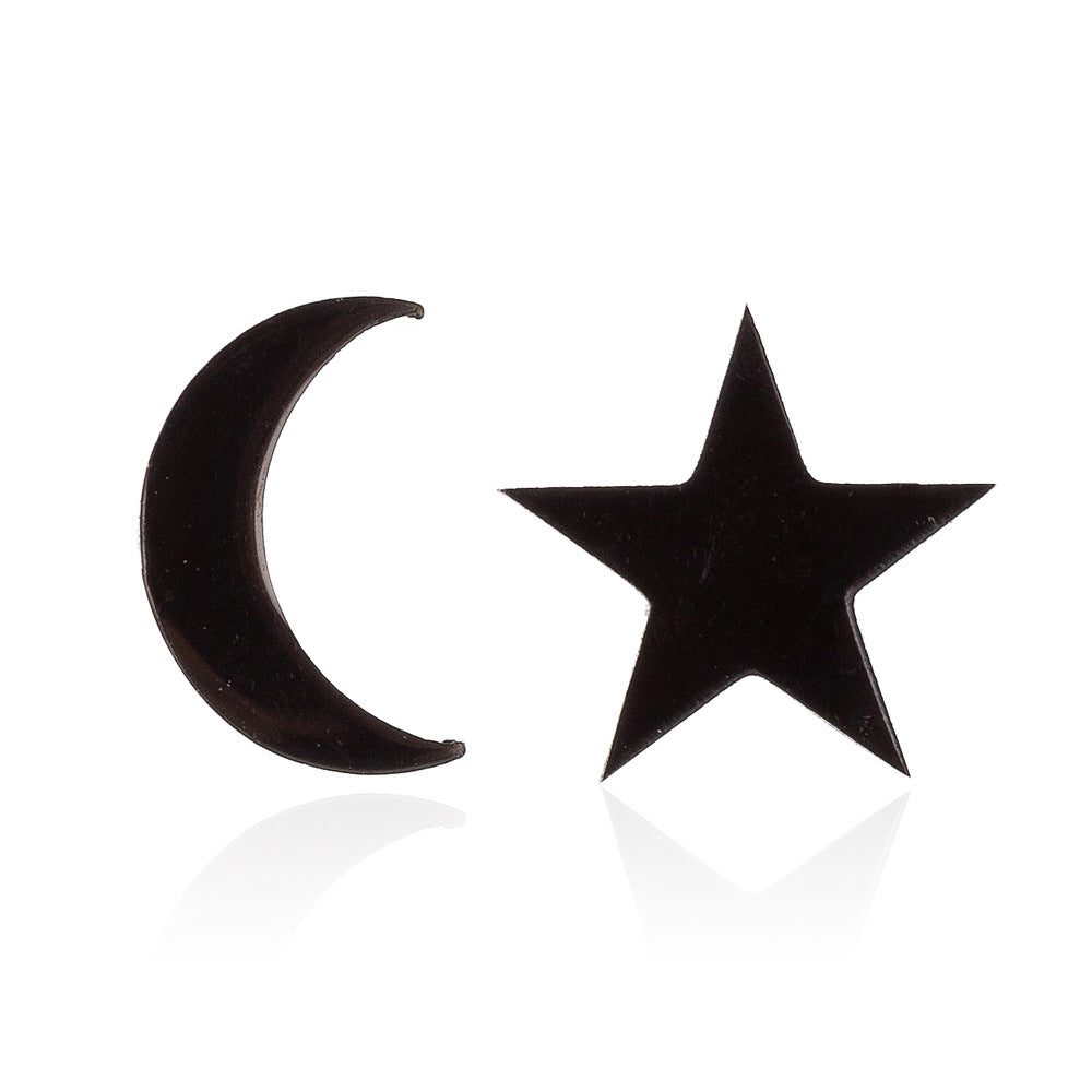 Stainless Steel Pentagram Moon Earrings SS024