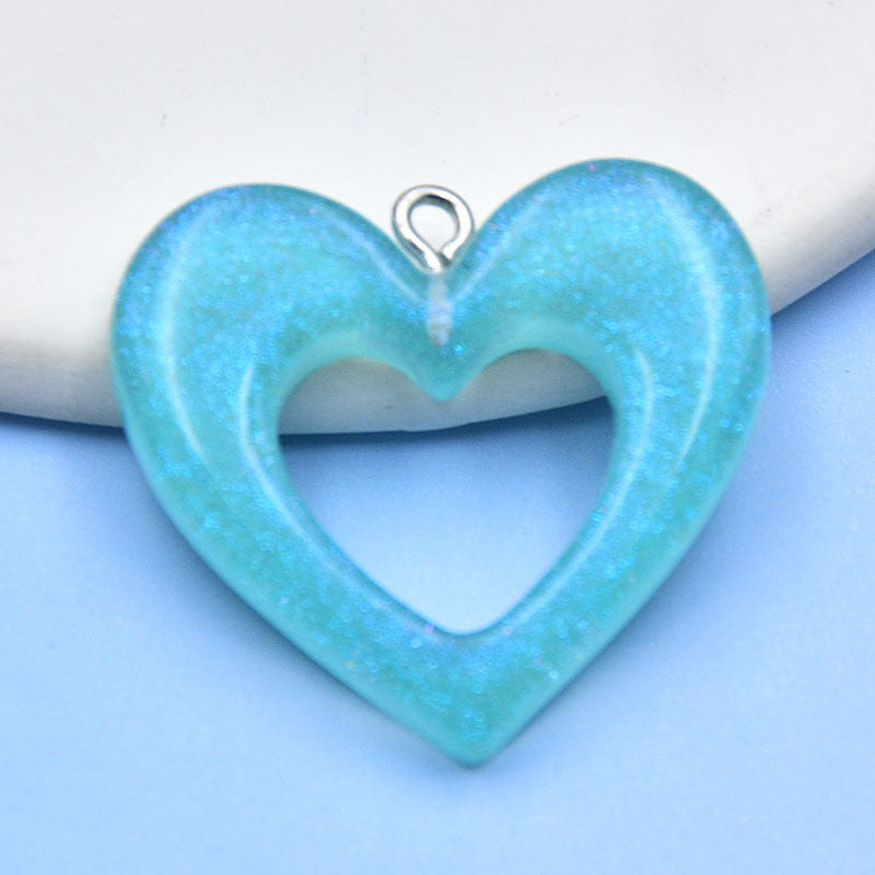 Resin glitter powder hollow heart accessories MYA-HuiX006