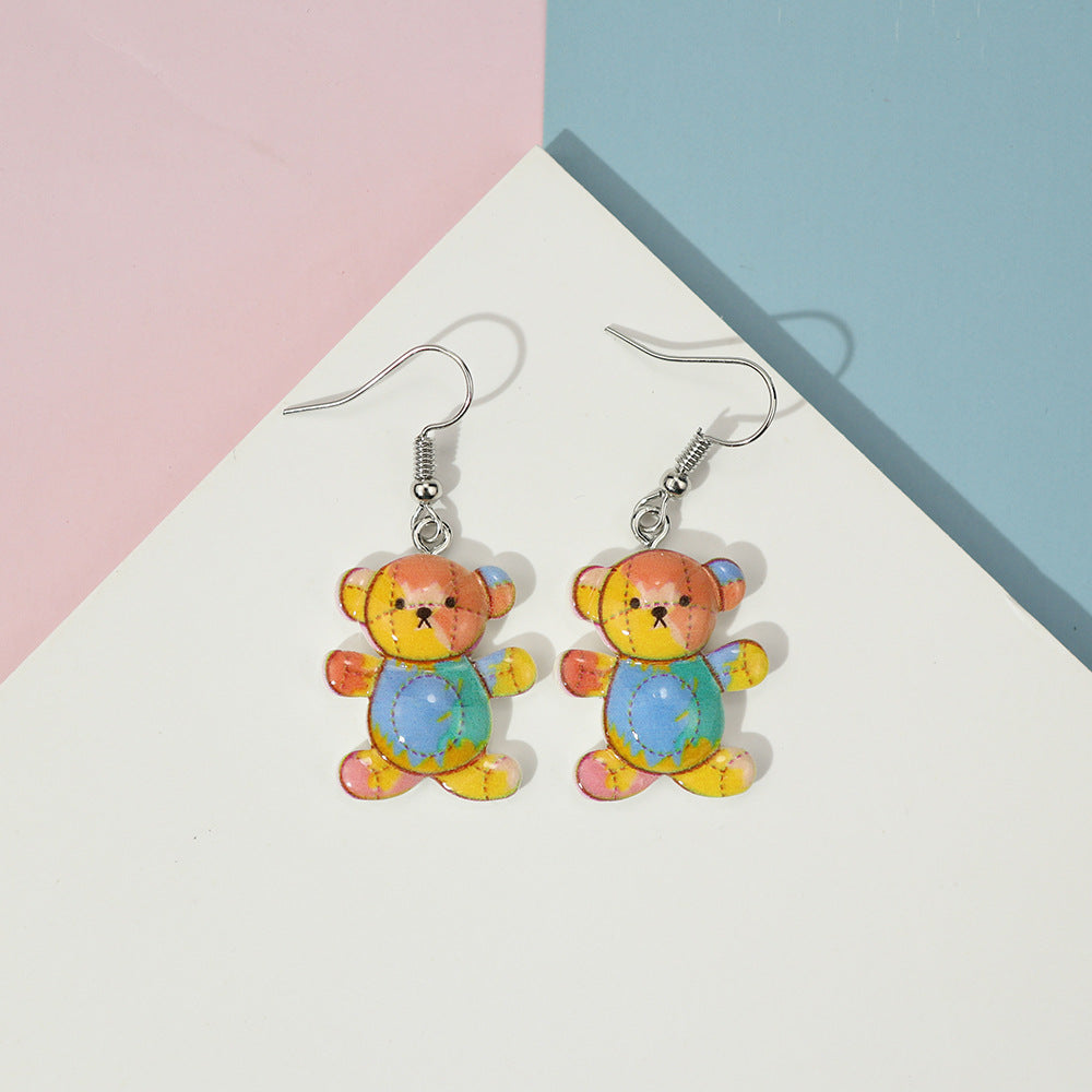 Acrylic Cute Map Bear Earrings MYA-NiQ033