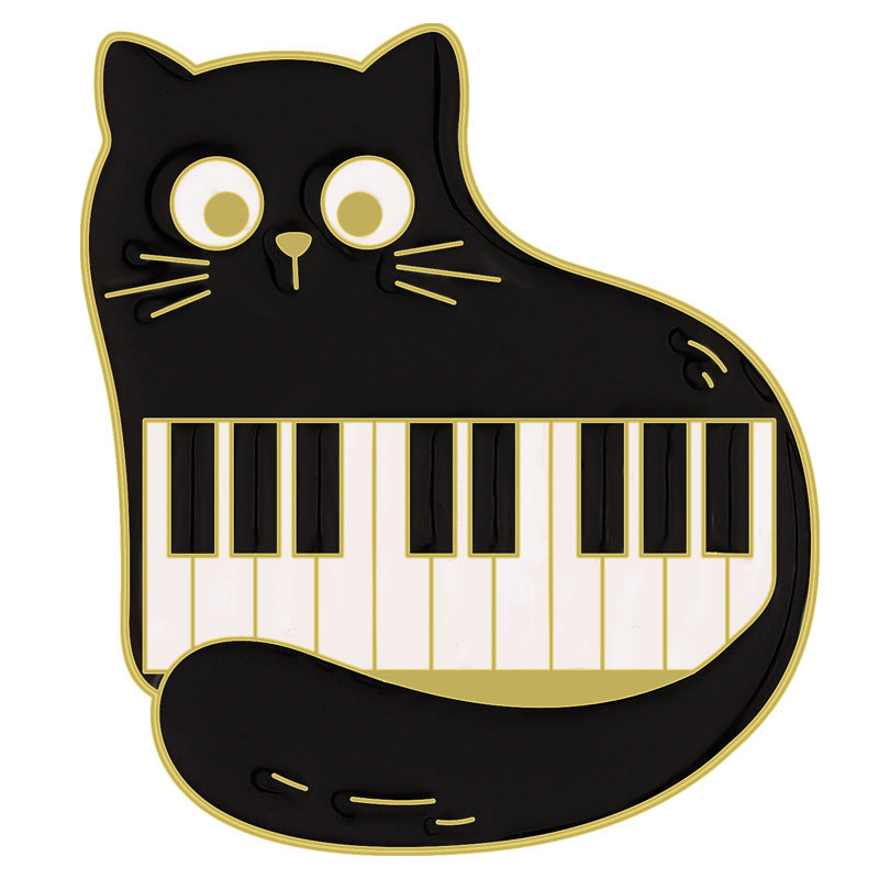 Alloy Black Cat Piano Note brooch MIC-QinS009