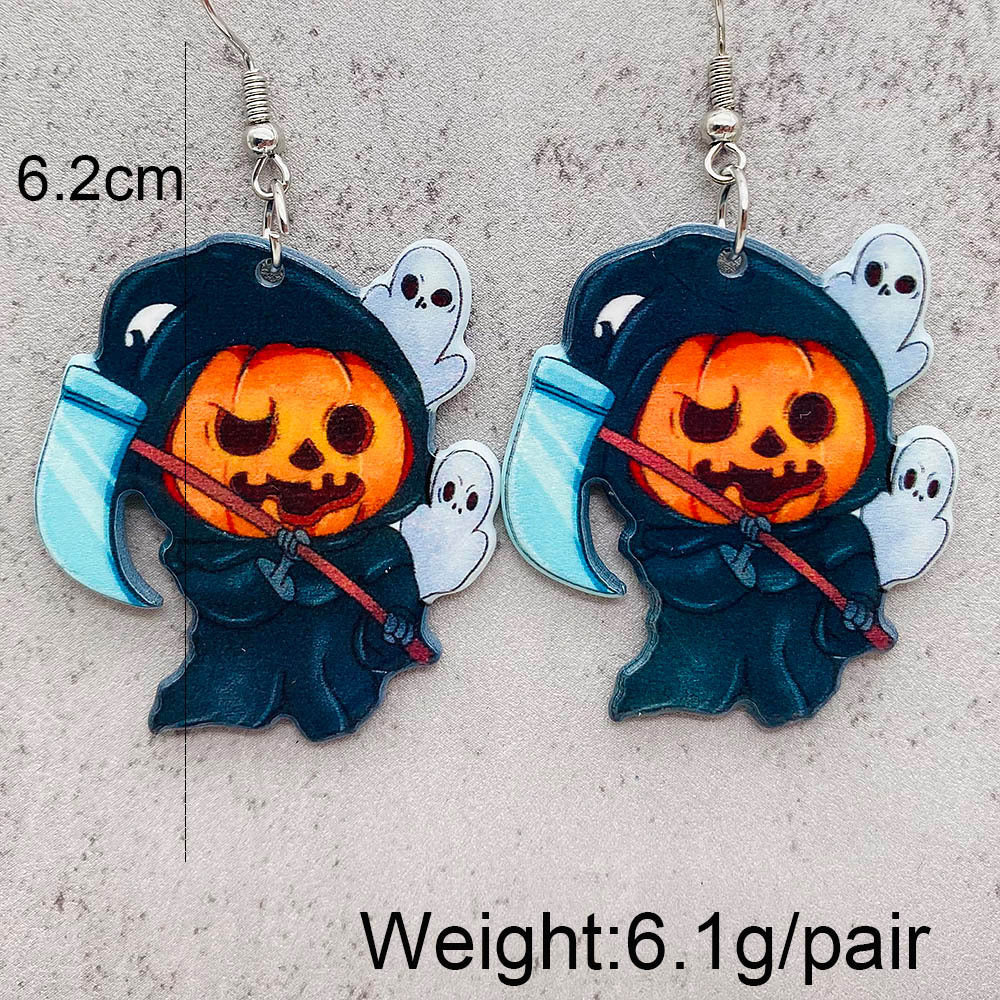 Acrylic Halloween pumpkin skull earrings (Minimo de Compra 2) MIC-ChenY021