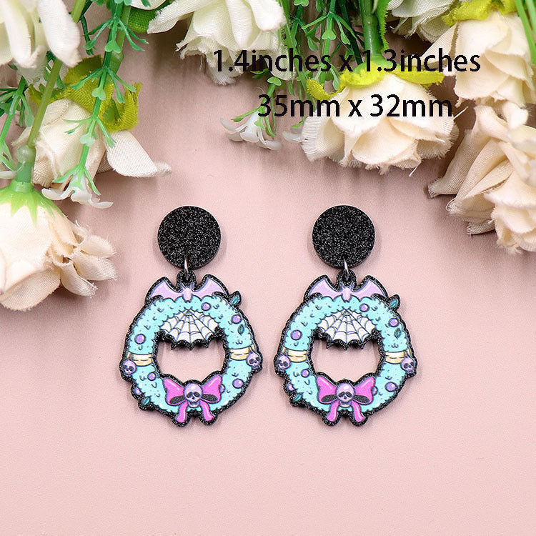 Acrylic Halloween Skull Earstuds (Minimo de compra 5) MIC-XiaoY042