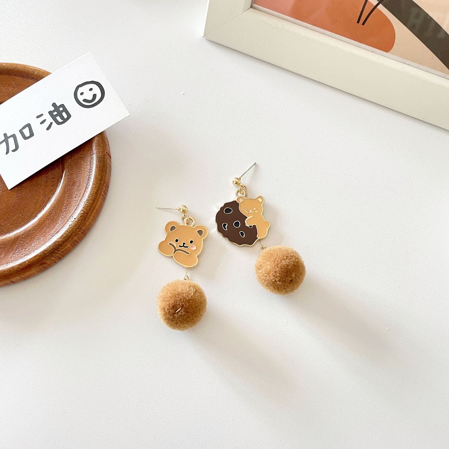 S925 silver needle brown bear earrings MIC-KGG023