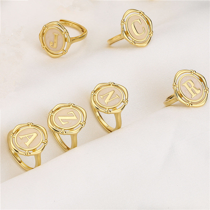 Micro Paved Zirconia Letter Ring MIC-JuC008