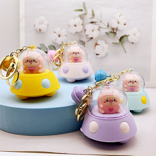 Keychains Plastic Cartoon Cute Pink Pig Projector Lamp MOQ≥2 DMF030