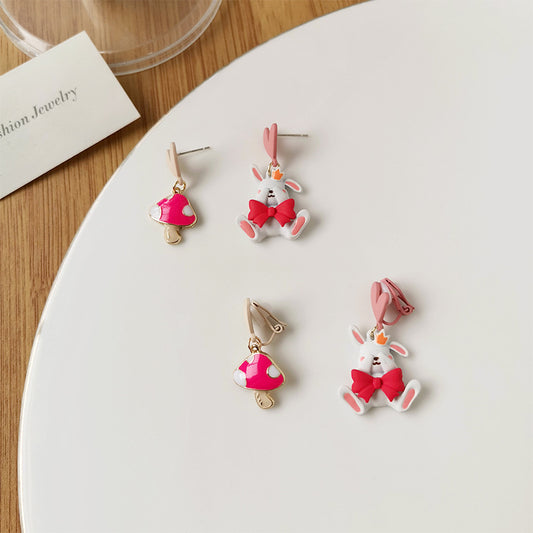 Resin Heart Mushroom Rabbit Earrings (Minimo de Compra 2) MIC-XiM039