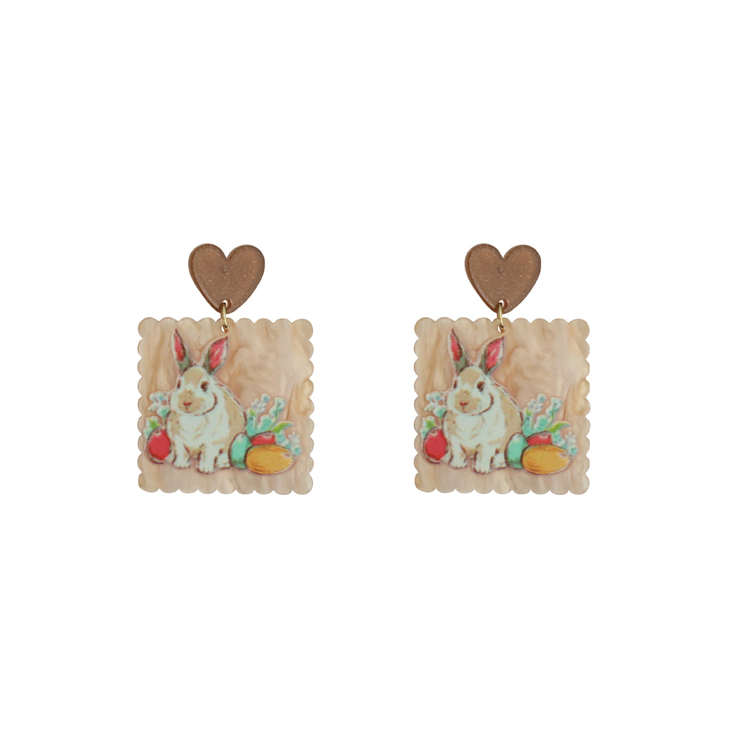 Acrylic oil painting style cartoon rabbit earrings MIC-QingJ023