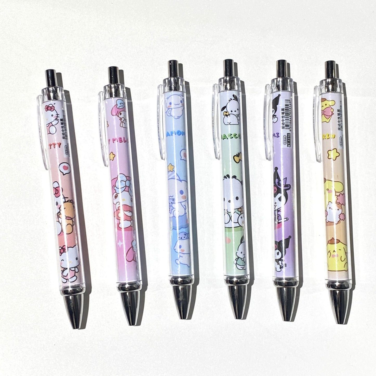 6pcs/pack cartoon cat press neutral pen ZhongC001