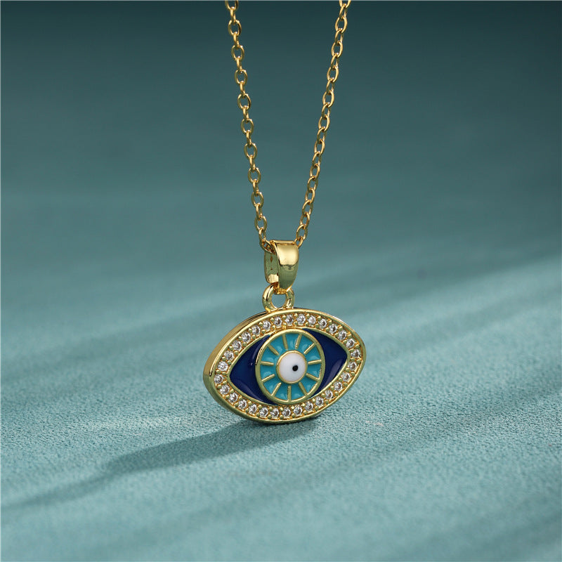 Stainless Steel Evil Eye Oval Necklace MYA-QingR023