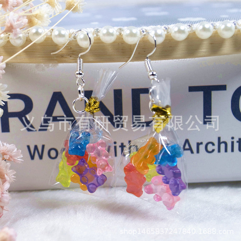 Resin Mini Bear Bag Earrings (Minimo de Compra 2) MIC-YouY024