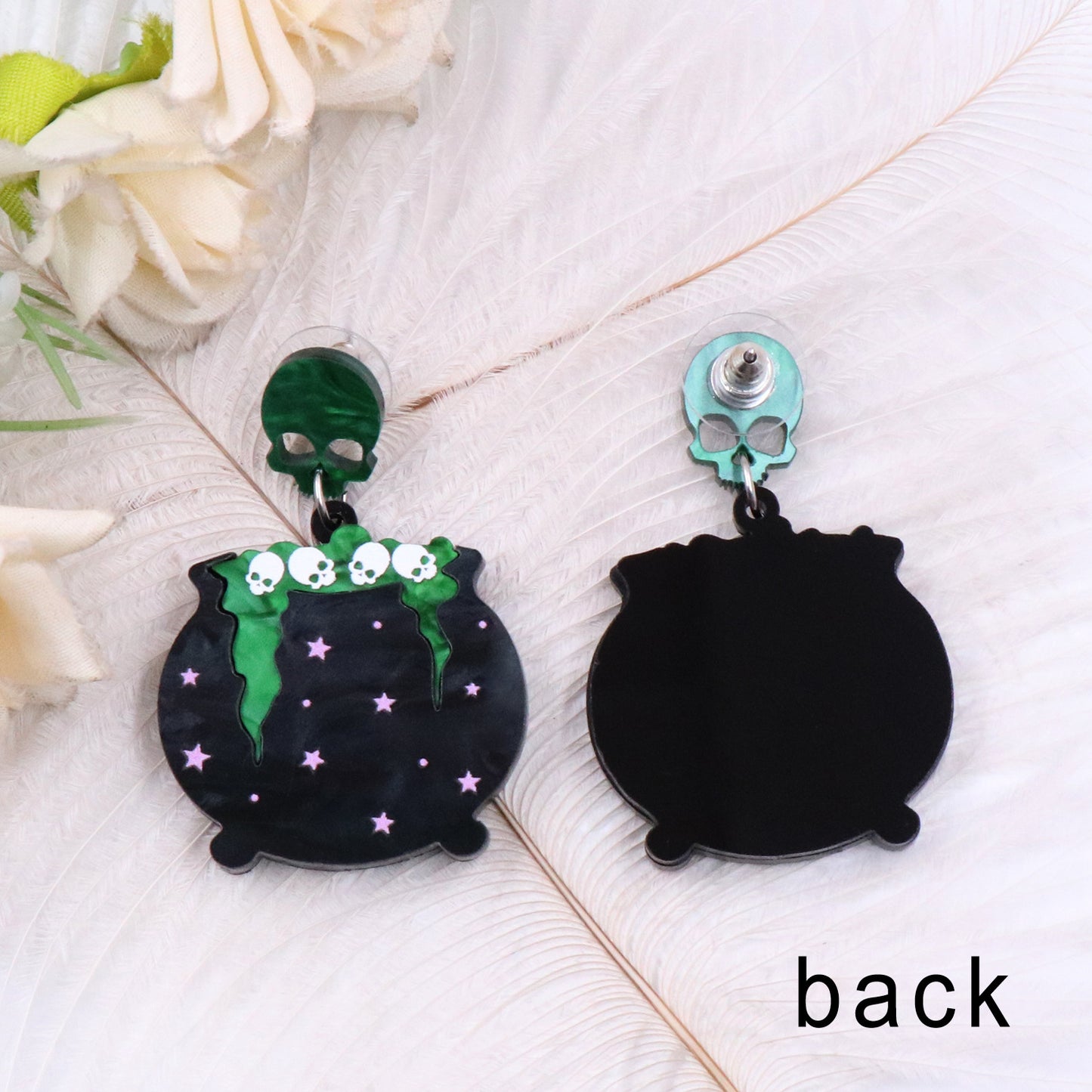 Acrylic Halloween Skull Head Earrings (Minimo de compra 5) MIC-XiaoY045