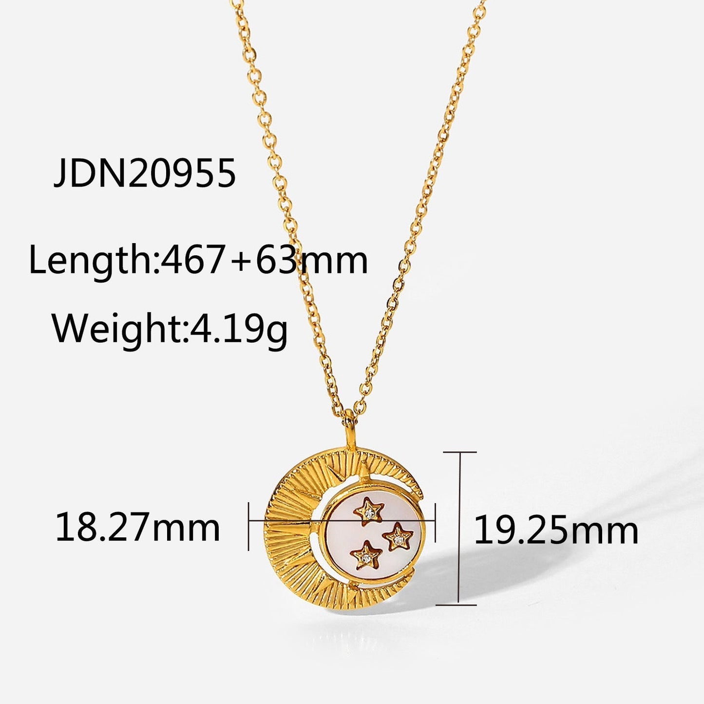 Stainless Steel Gold Plated Natural Stone Necklace MIC-JieD015