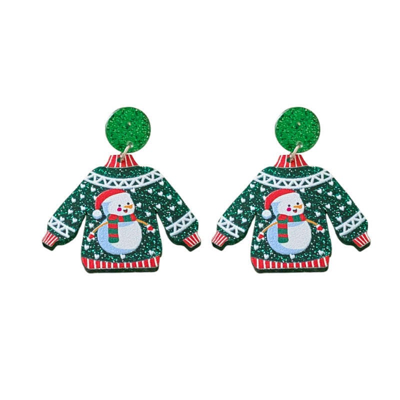 Alloy Christmas Snowman Sweater Earrings (Minimo de Compra 2) MIC-HanX004