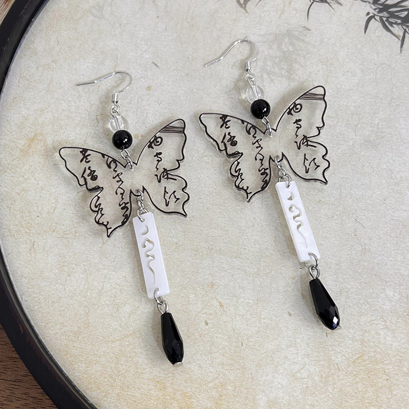 Alloy Ink Painting Butterfly Earrings MIC-MiS013