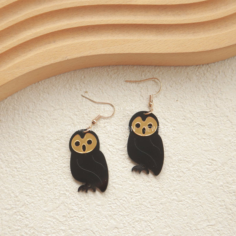 Acrylic Halloween Ghost Owl Earrings (Minimo de Compra 3) MIC-OuG055