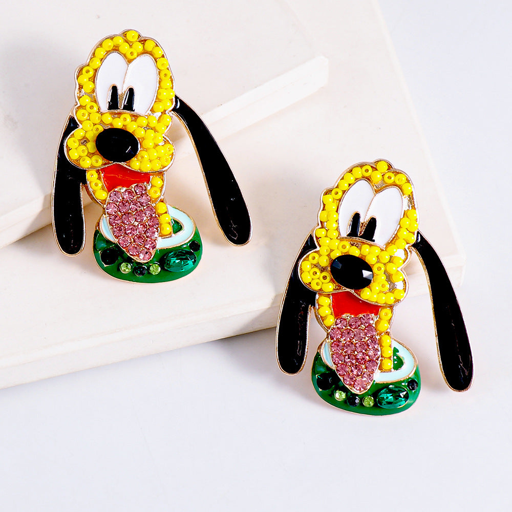 Alloy cartoon dog exaggerated earrings MIC-JuJ008