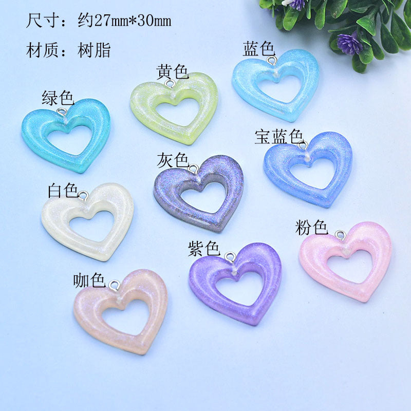 Resin glitter powder hollow heart accessories MYA-HuiX006