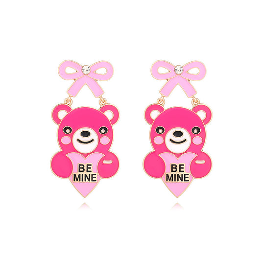 Alloy Letter Love Bear Earrings MIC-ManY063