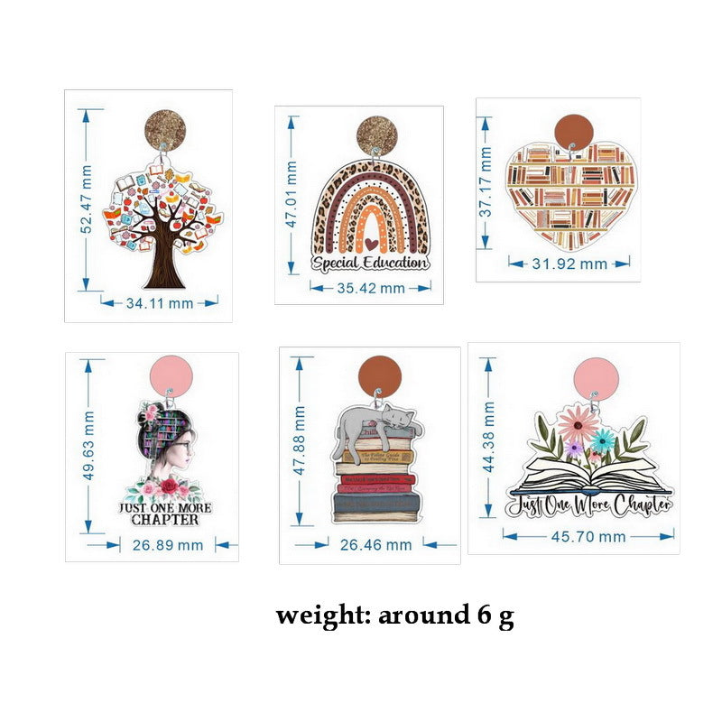 acrylic tree rainbow cat teacher earrings Minimo de compra 2 XUEP039