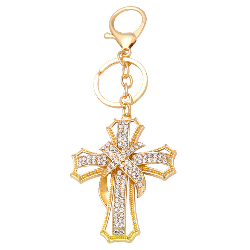 Keychains Metal Rhinestone Cross AS010