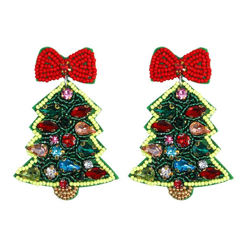 Alloy Pink Christmas Tree Earrings (Minimo de Compra 2) MYA-DWKM001