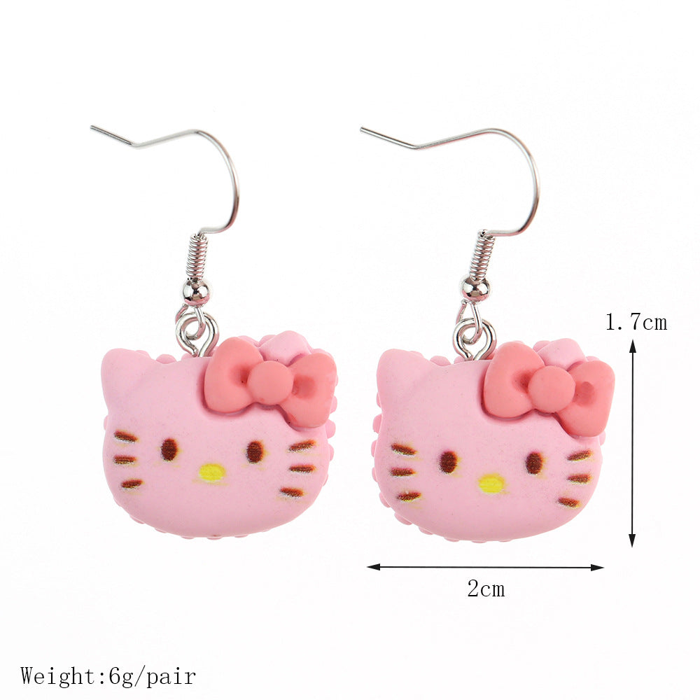 Resin Earrings Cute Cartoon Bear Kitty Kitten (S) niqing026