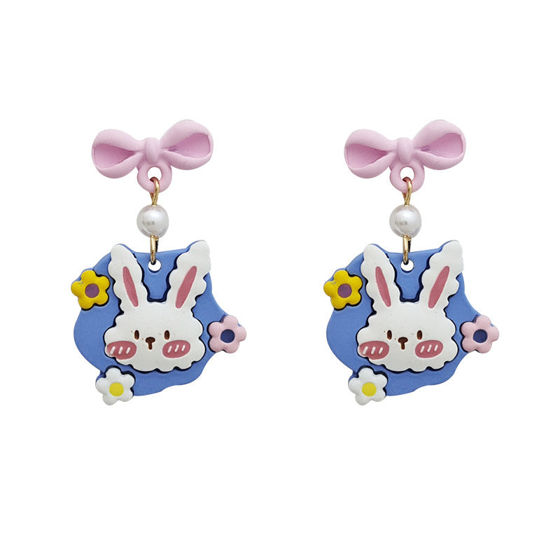 Alloy Little White Rabbit Flower Earrings (Minimo de Compra 2) MIC-BLD044