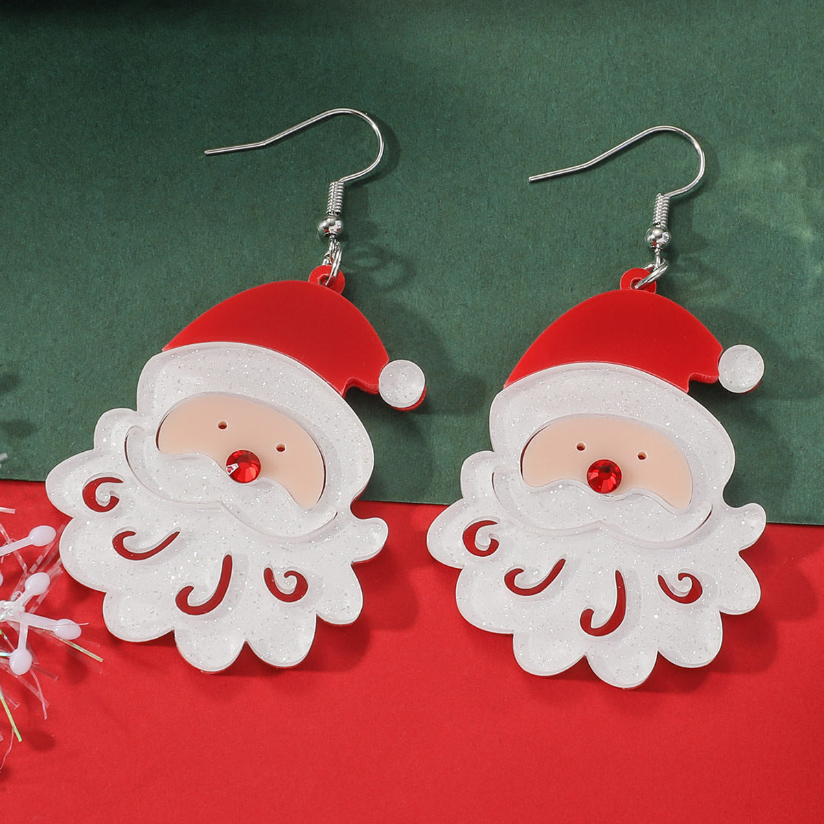 Acrylic Christmas Santa Claus Earrings MIC-JunJ024