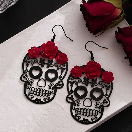 Alloy acrylic love skull earrings MIC-JunJ005