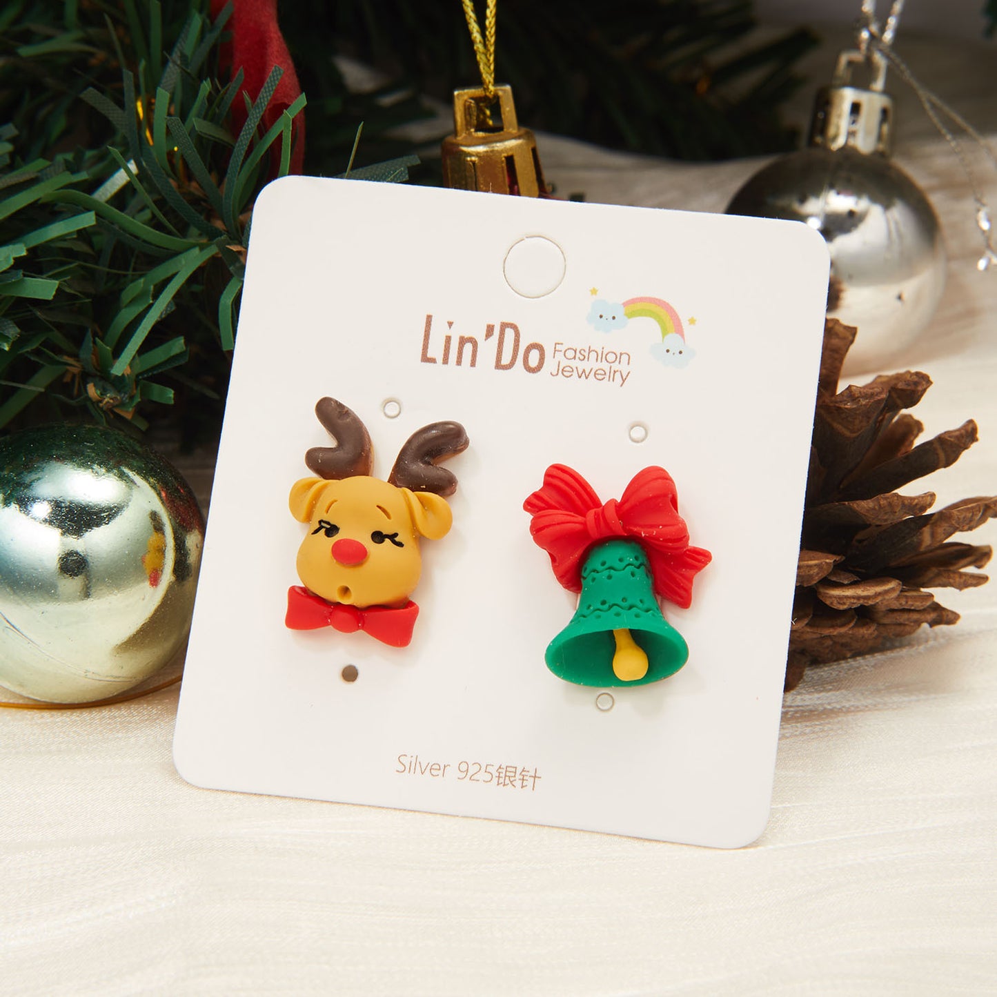 Alloy Santa Claus Bell Snowflake Earrings (Minimo de Compra 2)  MIC-JueH008