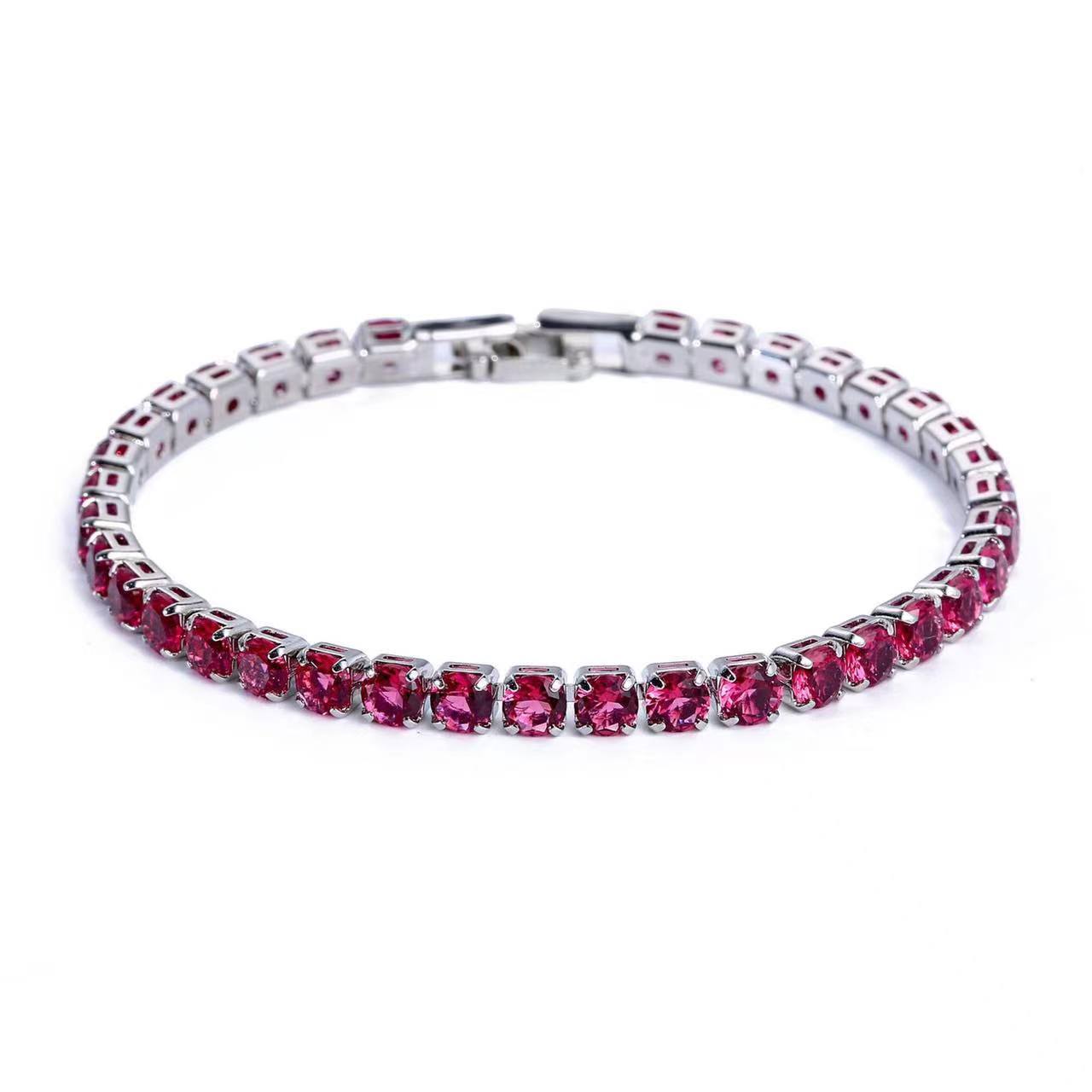 Alloy 4mm round single row full diamond bracelet (Minimo de Compra 2) MIC-LinD008