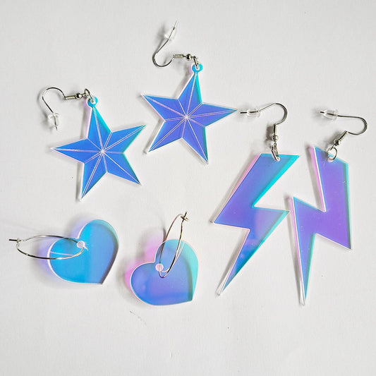 Acrylic exaggerated hollow pentagonal star earrings MIC-XueP150