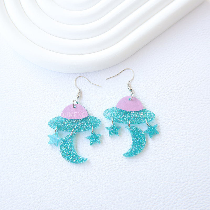 Acrylic Retro UFO Earrings MYA-OuG096