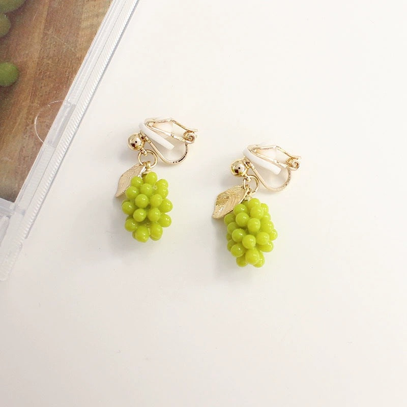 Alloy green grape earrings (Minimo de compra 3) MIC-GuanY011