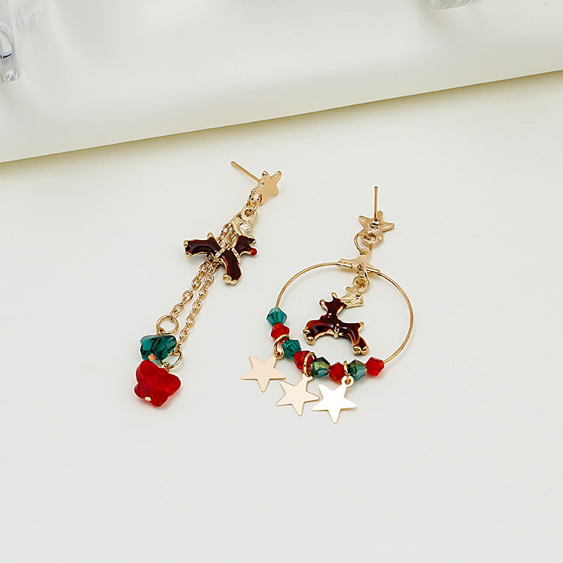 Alloy Cute Christmas Elk Star Earrings (Minimo de Compra 2) MIC-MDD084