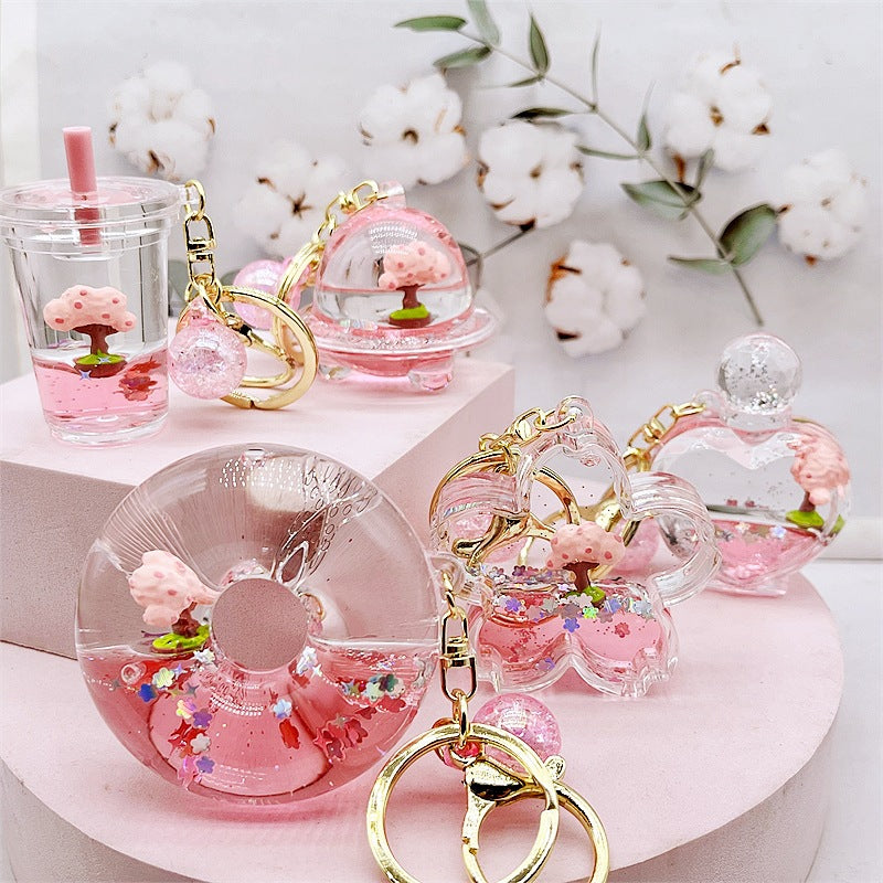 PVC cartoon cherry blossom tree oil keychain MIC-DMF005