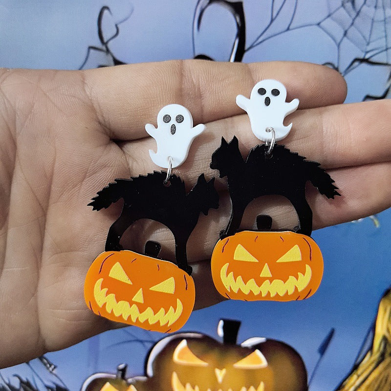 Acrylic Halloween Ghost Pumpkin Earrings MIC-XueP170