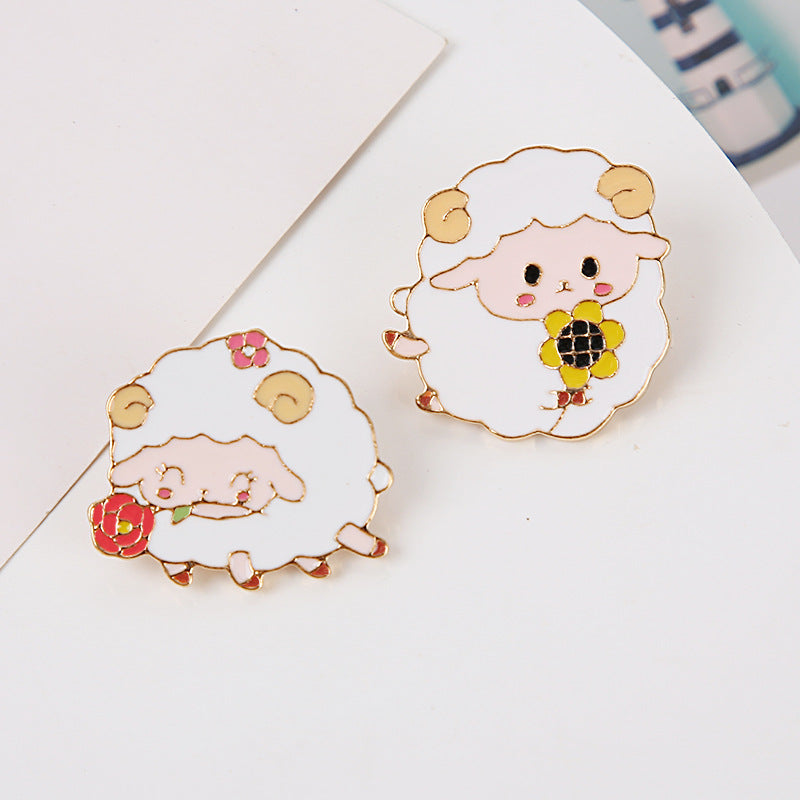 Alloy Cute Animal Sheep Brooch MIC-QiSen021