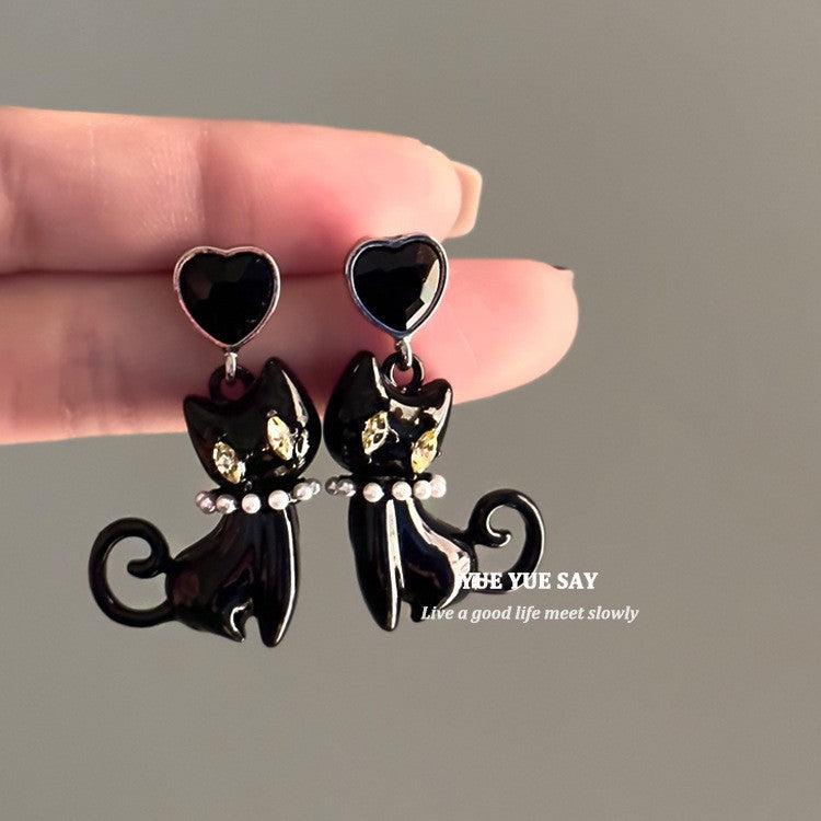 Alloy black kitten earrings MIC-GuangM004