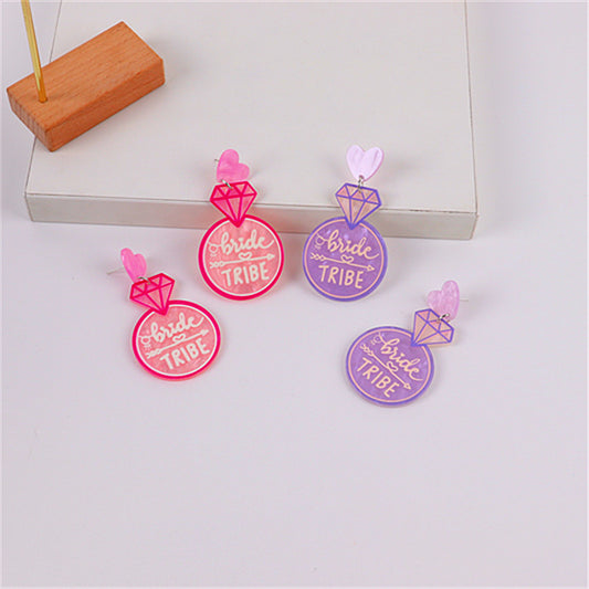 Acrylic Love 3D Embossed Earrings MIC-ChouD016