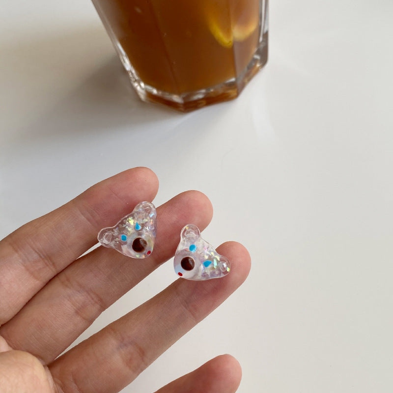 Resin colored bear head earrings MIC-YiJ014