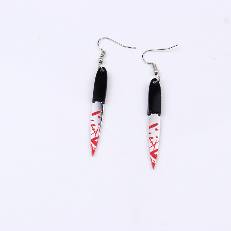 Acrylic Halloween Blood Knife earrings (Minimo de Compra 2) MIC-DuA040