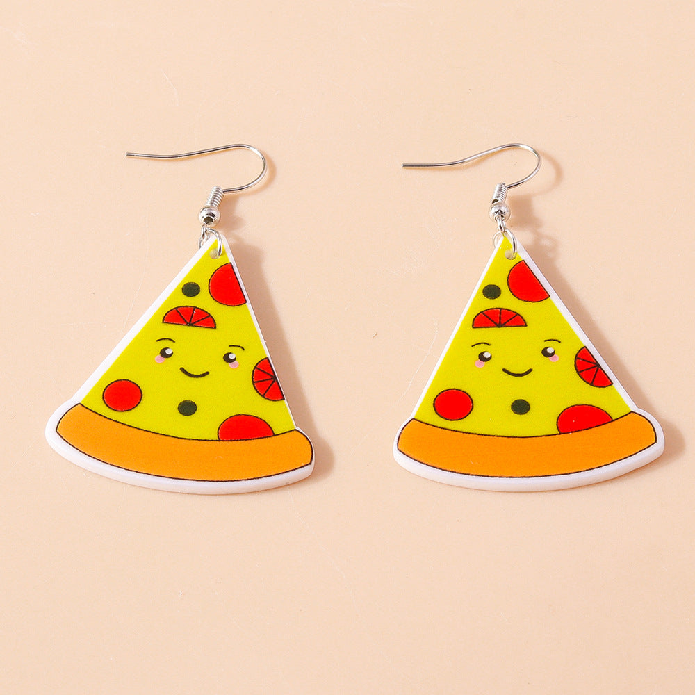 Acrylic cartoon pizza milk tea earrings (Minimo de Compra 2) MIC-YueS008