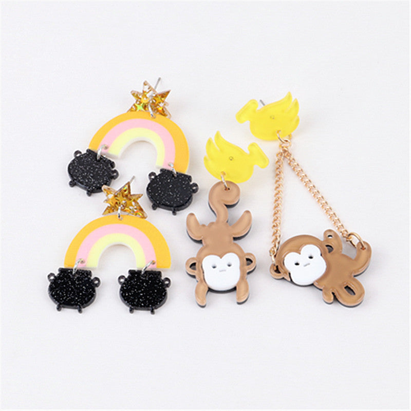 Acrylic funny monkey earrings MIC-ChouD034