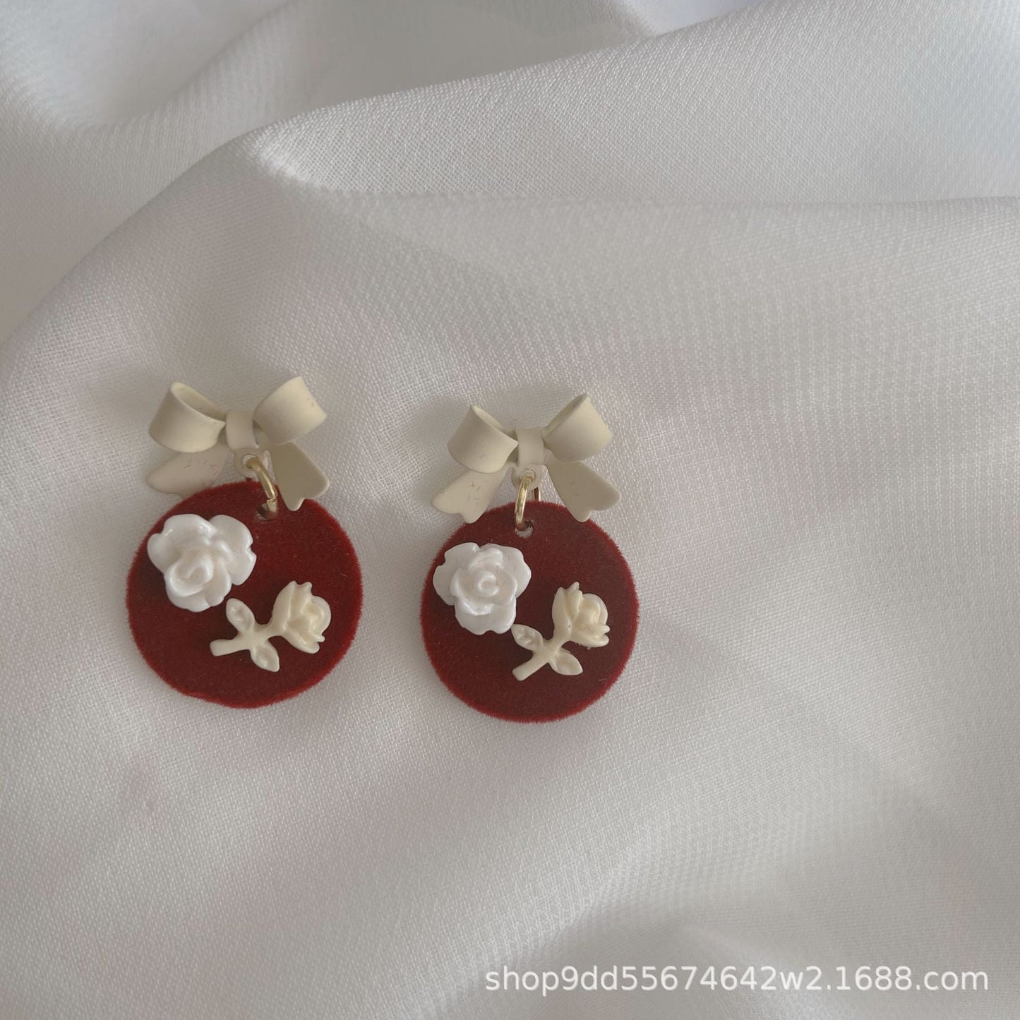 Acrylic Bow Flower Earrings MIC-ErY001