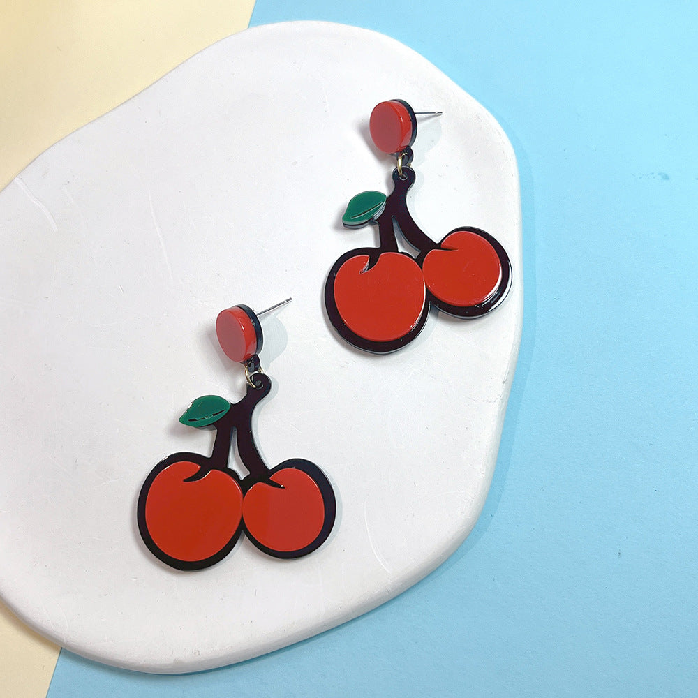 Acrylic New Trendy Cherry Earrings PinH009