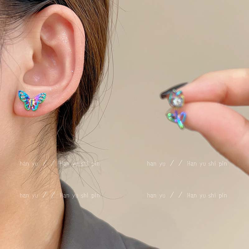 Alloy Colorful Tulip Butterfly Earrings (Minimo de Compra 2) MIC-HanY025