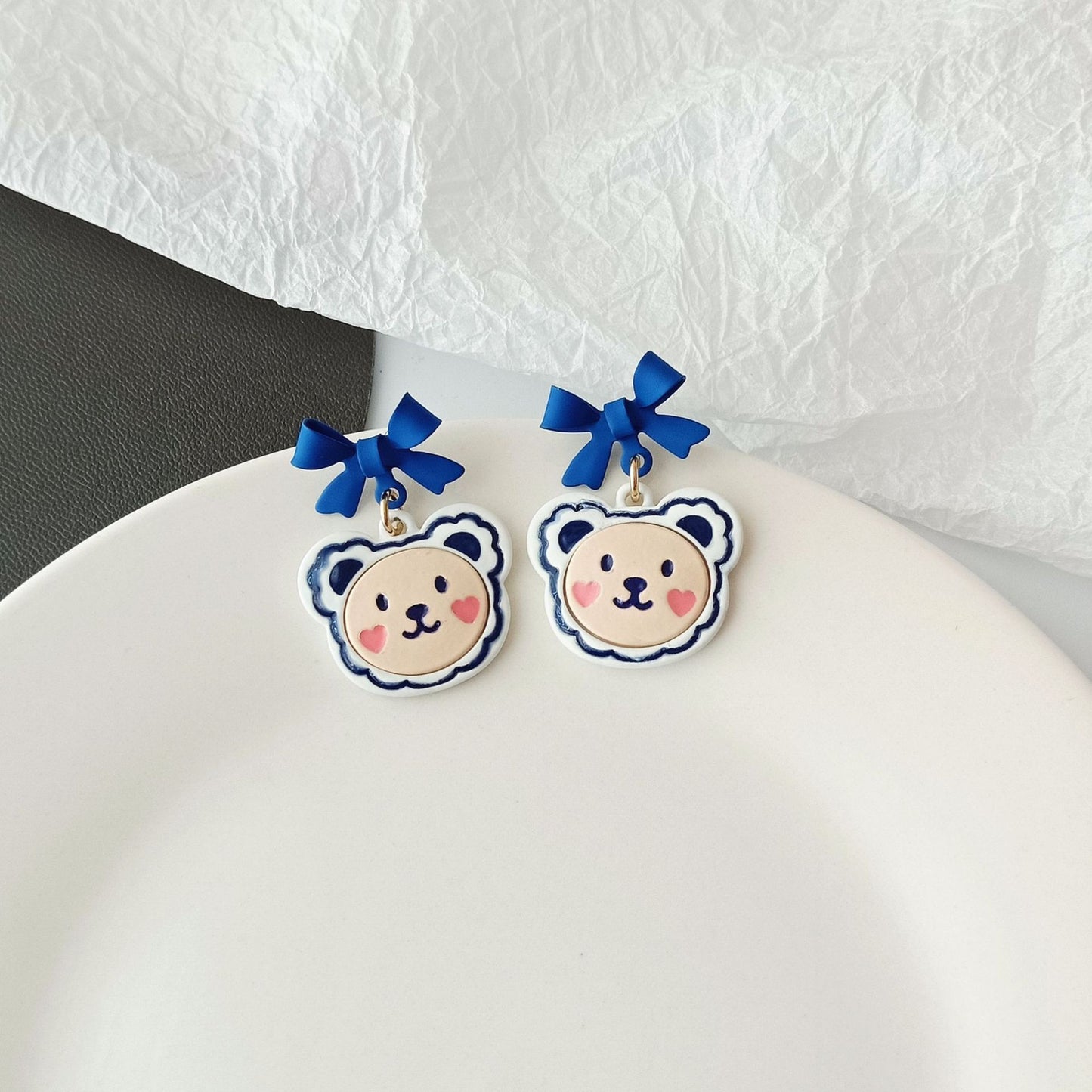 Alloy blue bow ear clip (Minimo de Compra 2) MIC-KaiT003