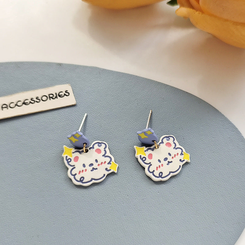 Alloy color contrast oil dripping little bear earrings (Minimo de Compra 2) MIC-BLD045